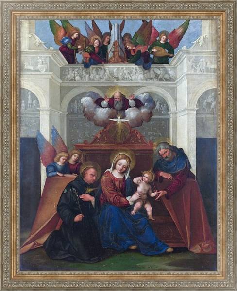 Постер Священная семья со Святым Николой из Толентино с типом исполнения На холсте в раме в багетной раме 484.M48.310