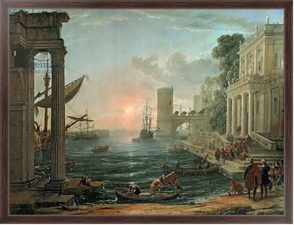 Постер Seaport with the Embarkation of the Queen of Sheba, 1648 с типом исполнения На холсте в раме в багетной раме 221-02