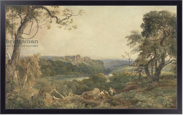 Постер Castle above a River, Woodcutters in the Foreground с типом исполнения На холсте в раме в багетной раме 221-01