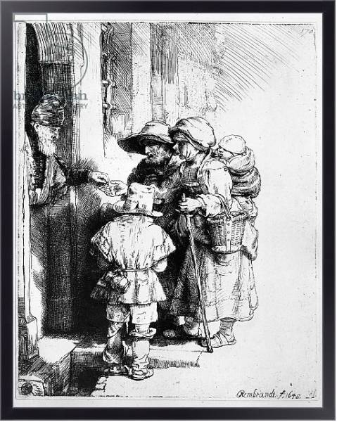 Постер Beggars receiving alms, 1648 с типом исполнения На холсте в раме в багетной раме 221-01