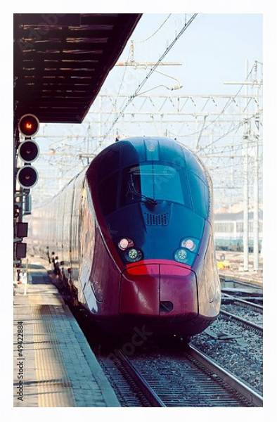 Постер Современный высокоскоростной поезд с типом исполнения На холсте в раме в багетной раме 221-03