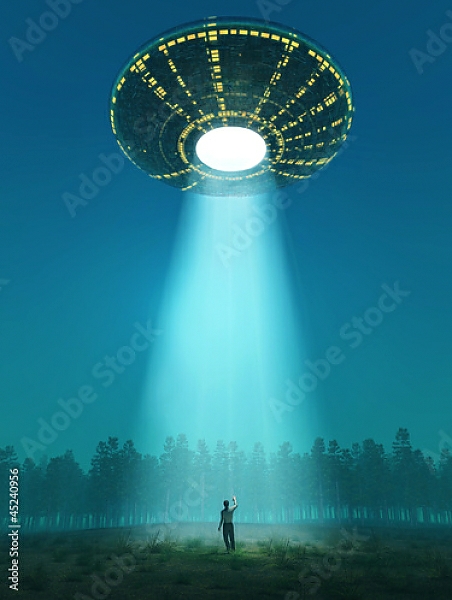 Постер Встреча с НЛО с типом исполнения На холсте без рамы