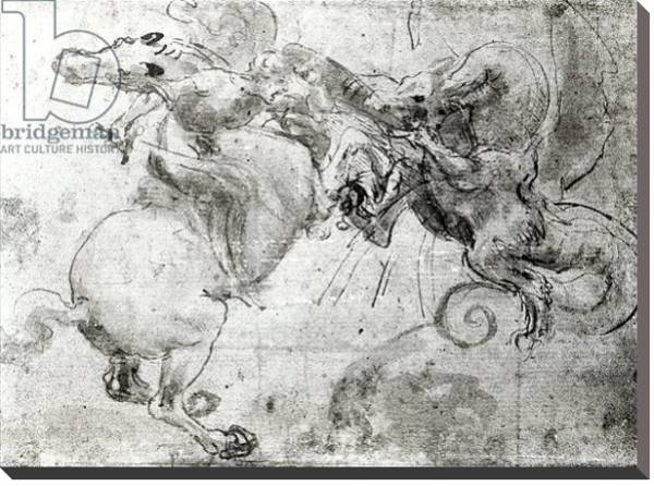 Постер Battle between a Rider and a Dragon, c.1482 с типом исполнения На холсте без рамы