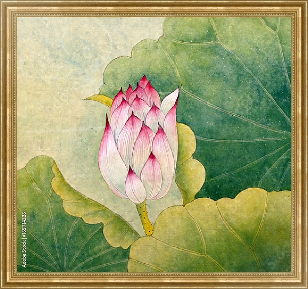 Постер Бутон розового лотоса с типом исполнения На холсте в раме в багетной раме NA033.1.051