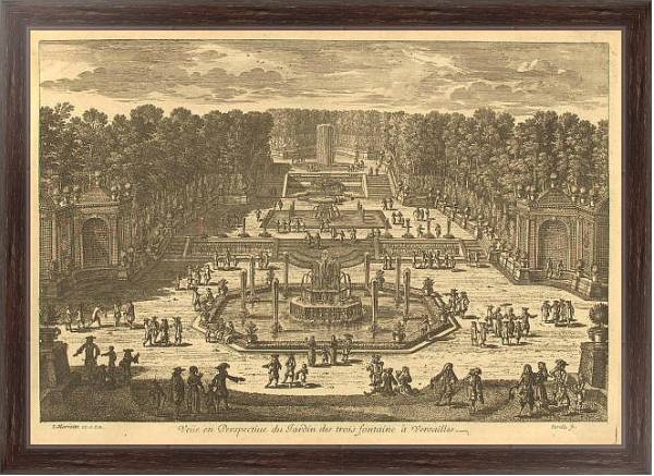 Постер Вид на парк с террасами и тремя фонтанами с типом исполнения На холсте в раме в багетной раме 221-02