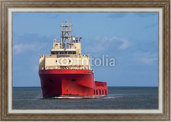 Постер Красный нефтяной танкер с типом исполнения На холсте в раме в багетной раме 595.M52.330