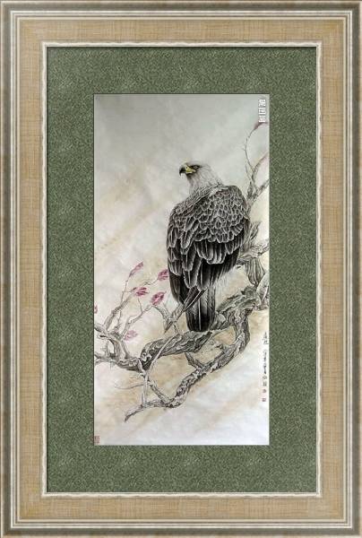Постер Восточные птицы 61 с типом исполнения Акварель в раме в багетной раме 485.M40.584