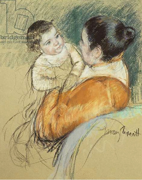 Постер Mother Louise Holding Up Her Blue-Eyed Child, с типом исполнения На холсте без рамы
