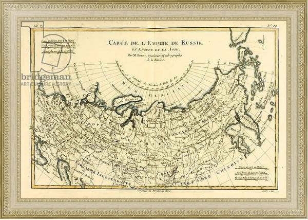 Постер Map of the Russian Empire, in Europe and Asia, 1780 с типом исполнения Акварель в раме в багетной раме 484.M48.725
