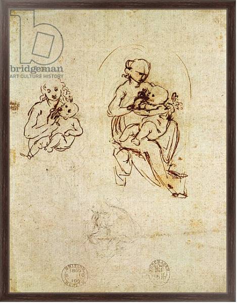 Постер Study for the Virgin and Child, c.1478-1480 с типом исполнения На холсте в раме в багетной раме 221-02