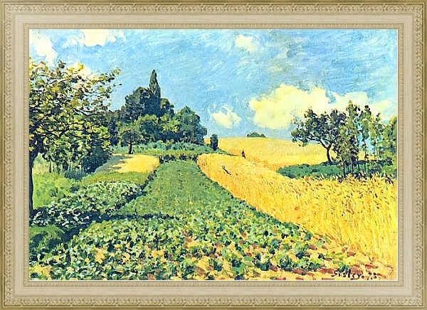 Постер Поля на холмах близ Аржантея с типом исполнения На холсте в раме в багетной раме 484.M48.725