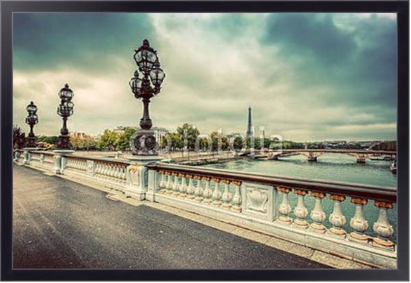 Постер Париж, Франция. Мост через Сену с типом исполнения На холсте в раме в багетной раме 221-01