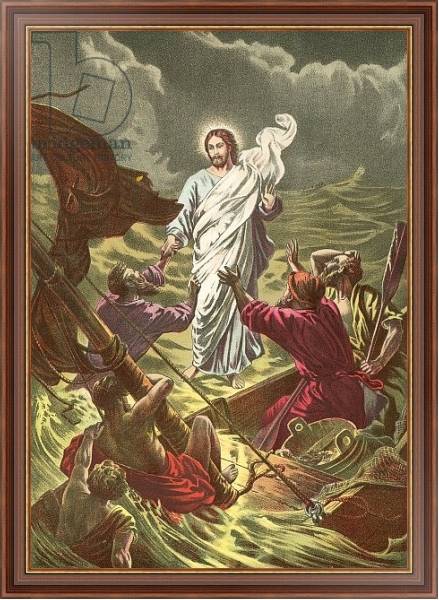 Постер Jesus walking on the water с типом исполнения На холсте в раме в багетной раме 35-M719P-83