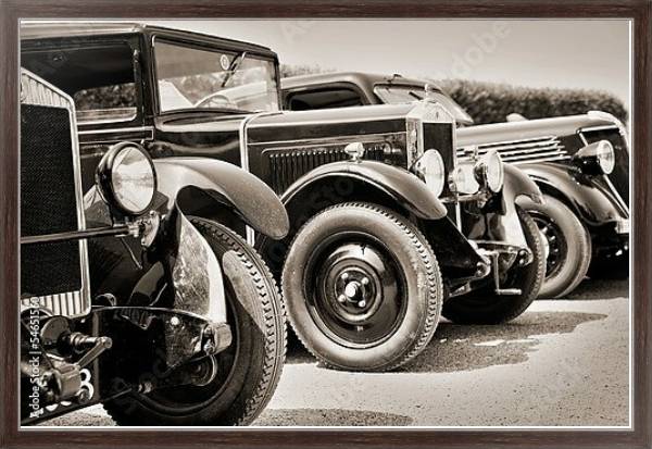 Постер Коллекция автомобилей начала 20 века с типом исполнения На холсте в раме в багетной раме 221-02