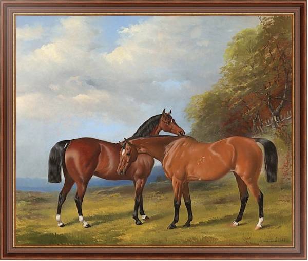 Постер Две скаковые лошади с типом исполнения На холсте в раме в багетной раме 35-M719P-83