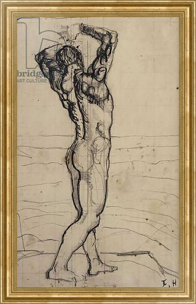Постер Male Nude, Study for The Truth; Mannlicher Akt, Studie zur Wahrheit, c.1902 с типом исполнения На холсте в раме в багетной раме NA033.1.051