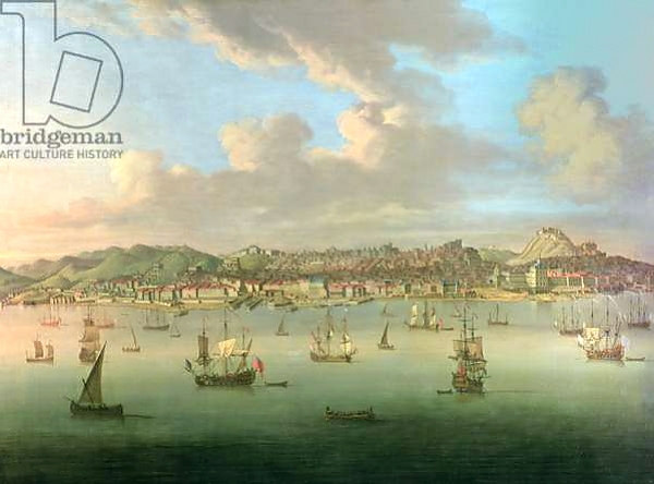 Постер The British Fleet Sailing into Lisbon Harbour, 1735 с типом исполнения На холсте без рамы