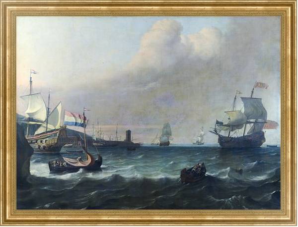 Постер Голландский военный корабль, входящий в Среднеземноморской порт с типом исполнения На холсте в раме в багетной раме NA033.1.051