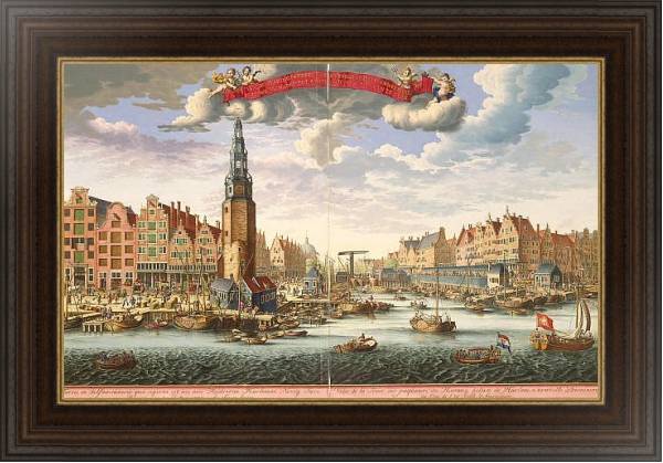 Постер Вид Башни упаковщиков сельди и Нового рыбного рынка со стороны залива Эй в Амстердаме с типом исполнения На холсте в раме в багетной раме 1.023.151