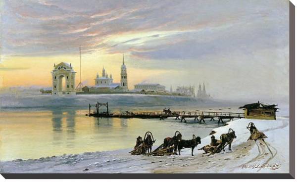 Постер Переправа через Ангару в Иркутске. 1886 с типом исполнения На холсте без рамы