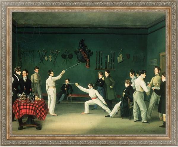 Постер A Fencing Scene, 1827 с типом исполнения На холсте в раме в багетной раме 484.M48.310