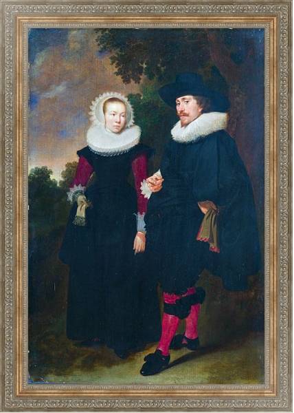 Постер Портрет мужчины и женщины с типом исполнения На холсте в раме в багетной раме 484.M48.310