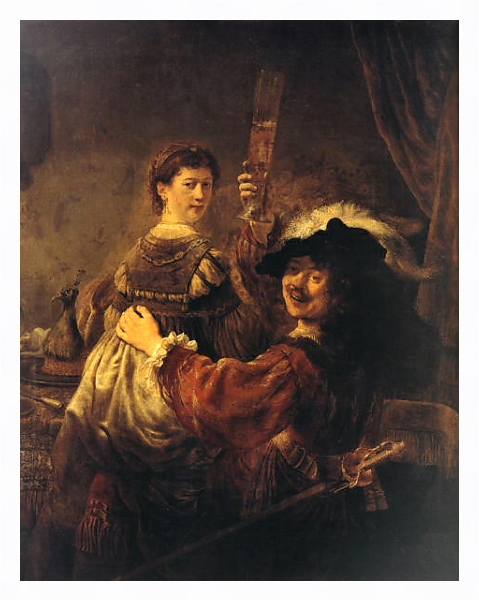 Постер Автопортрет с Саскией на коленях с типом исполнения На холсте в раме в багетной раме 221-03