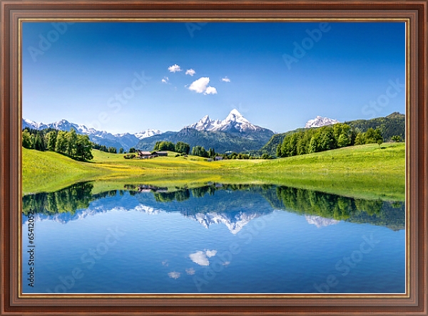 Постер Швейцария. Альпийское горное озеро №2 с типом исполнения На холсте в раме в багетной раме 35-M719P-83
