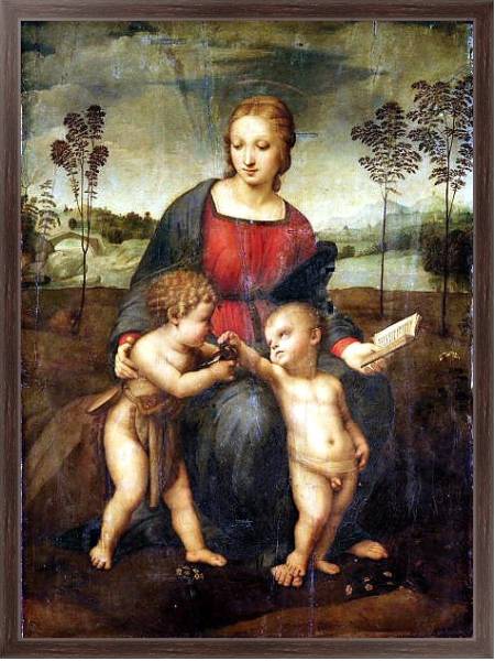Постер Мадонна со щеглом. Мария с младенцем и Иоанном Крестителем с типом исполнения На холсте в раме в багетной раме 221-02