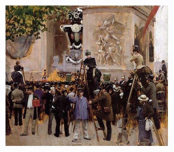 Постер The Funeral of Victor Hugo at the Arc de Triomphe, 1885 с типом исполнения На холсте в раме в багетной раме 221-03