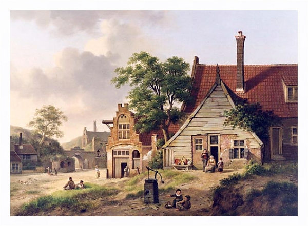 Постер Голландская деревушка с типом исполнения На холсте в раме в багетной раме 221-03