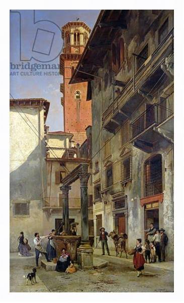 Постер Via Mazzanti, Verona, 1880 с типом исполнения На холсте в раме в багетной раме 221-03
