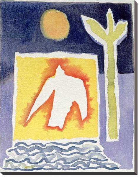 Постер Tree, Sun and Rising Bird, 1989 с типом исполнения На холсте без рамы