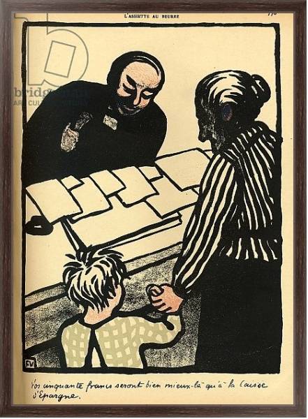 Постер A woman and child hand over their savings to the priest, 1902 с типом исполнения На холсте в раме в багетной раме 221-02