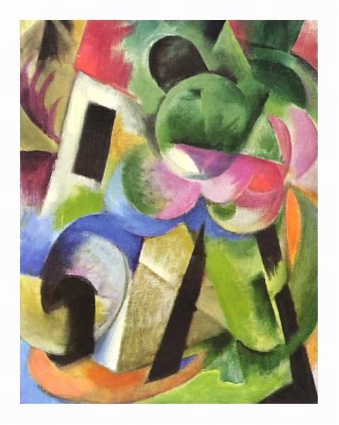 Постер Малая композиция (II) (Дом с деревьями) с типом исполнения На холсте в раме в багетной раме 221-03