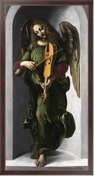 Постер Ангел в зеленом со скрипкой с типом исполнения На холсте в раме в багетной раме 221-02