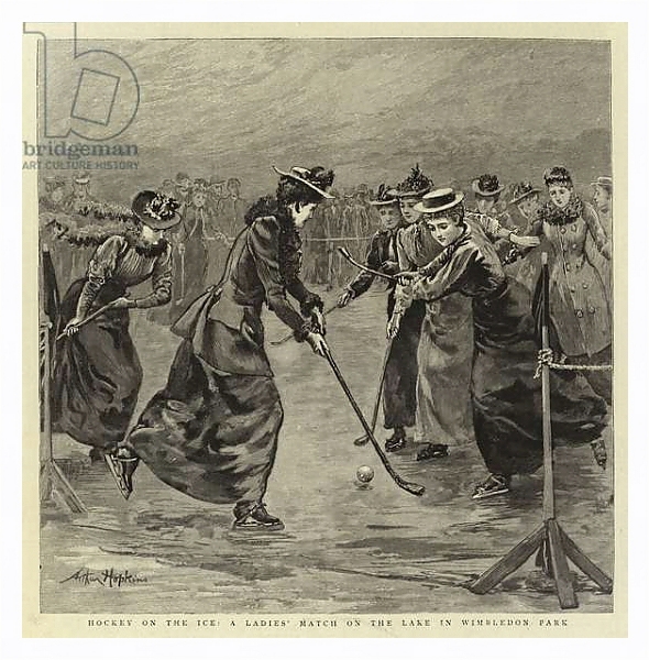 Постер Hockey on the Ice, a Ladies' Match on the Lake in Wimbledon Park с типом исполнения На холсте в раме в багетной раме 221-03