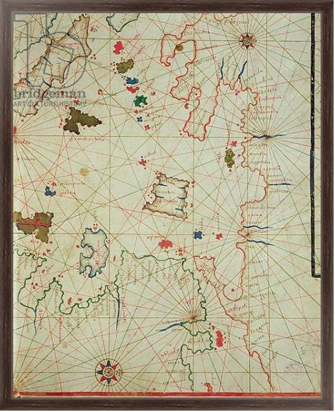 Постер The Peloponnese with the island of Limnos, from a nautical atlas, 1646 с типом исполнения На холсте в раме в багетной раме 221-02