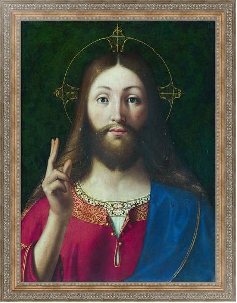 Постер Иисус благословляющий с типом исполнения На холсте в раме в багетной раме 484.M48.310