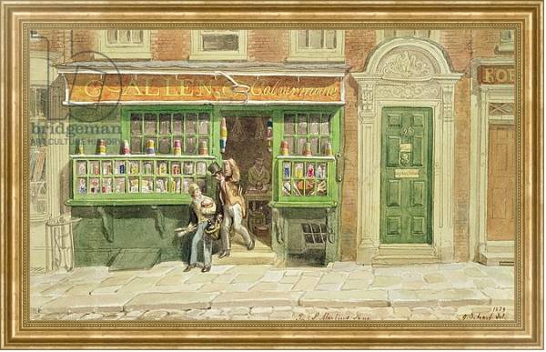 Постер Colourman's Shop, St Martin's Lane, 1829 с типом исполнения На холсте в раме в багетной раме NA033.1.051