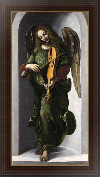 Постер Ангел в зеленом со скрипкой с типом исполнения На холсте в раме в багетной раме 1.023.151