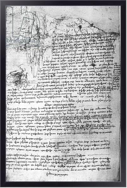 Постер Fol.145v-b, page from Da Vinci's notebook с типом исполнения На холсте в раме в багетной раме 221-01
