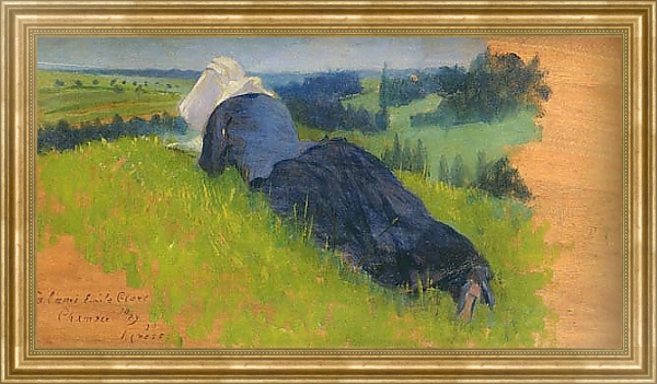 Постер Крестьянка на траве с типом исполнения На холсте в раме в багетной раме NA033.1.051