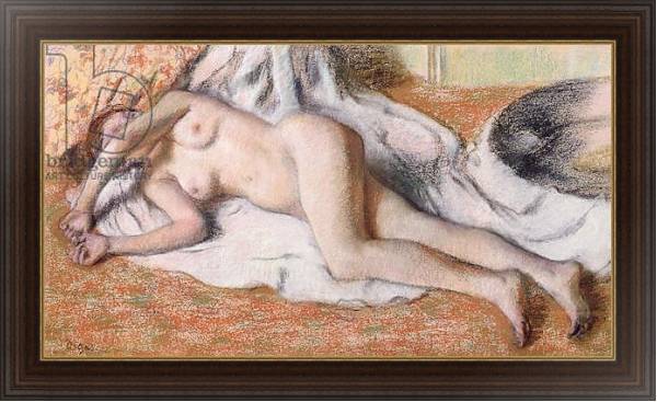 Постер After the Bath or, Reclining Nude, c.1885 с типом исполнения На холсте в раме в багетной раме 1.023.151