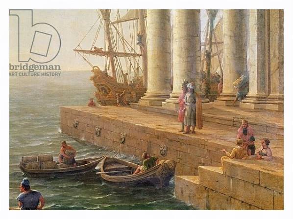 Постер Harbour scene, detail from 'Departure of Ulysses from the land of the Feaci', 1646 с типом исполнения На холсте в раме в багетной раме 221-03