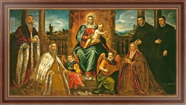 Постер Doge Alvise Mocenigo and Family before the Madonna and Child, c.1573 с типом исполнения На холсте в раме в багетной раме 35-M719P-83