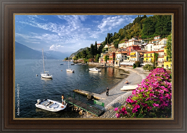 Постер Италия, озеро Комо с типом исполнения На холсте в раме в багетной раме 1.023.151