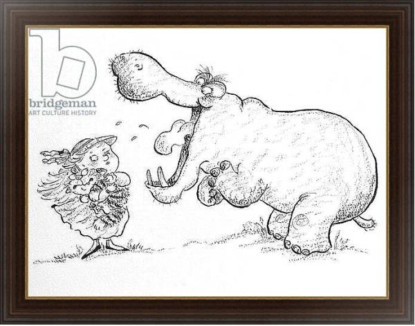 Постер 'I'm Not Scared of You, Mr Hippo' с типом исполнения На холсте в раме в багетной раме 1.023.151