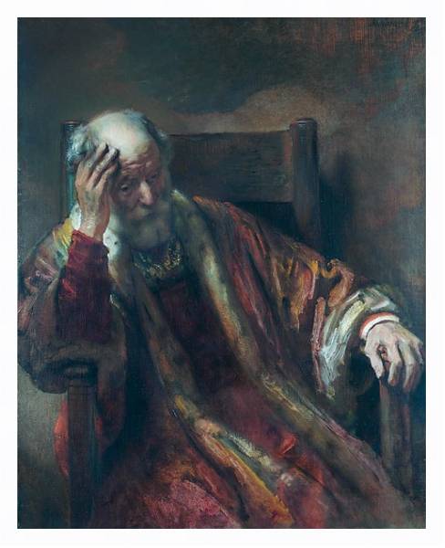 Постер Престарелый мужчина в кресле с типом исполнения На холсте в раме в багетной раме 221-03
