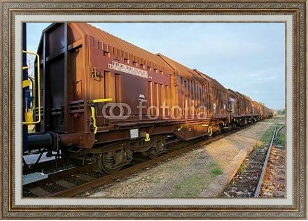 Постер Вагоны грузового поезда с типом исполнения На холсте в раме в багетной раме 595.M52.330
